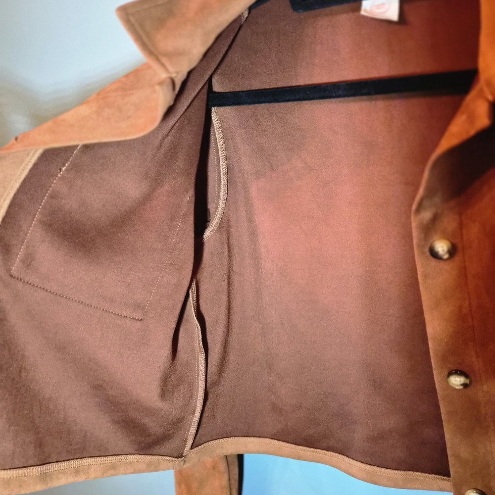Women's Orange Suede Jacket - Picture 3 of 7